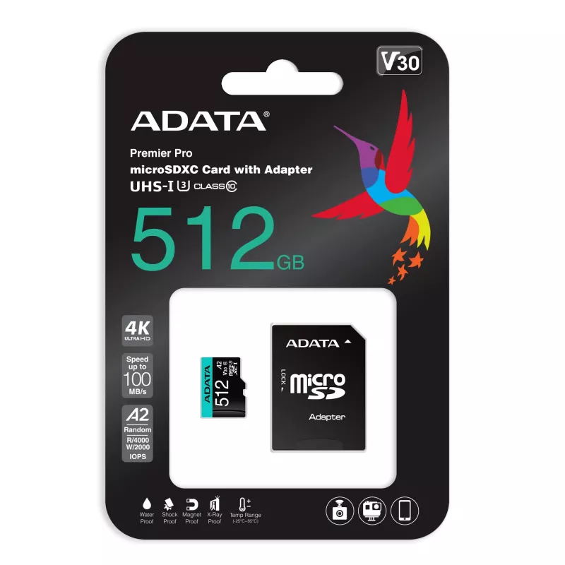 Flash-Speicher ADATA 512GB MicroSDXC Class 10 Premier Pro