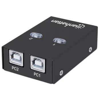USB-Sharing-Switch MANHATTAN 162005, USB 2.0 Typ-B, 2 Anschlüsse, 480 Mbit/s, 1,5 m Kabel, weiß
