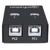 USB-Sharing-Switch MANHATTAN 162005, USB 2.0 Typ-B, 2 Anschlüsse, 480 Mbit/s, 1,5 m Kabel, weiß