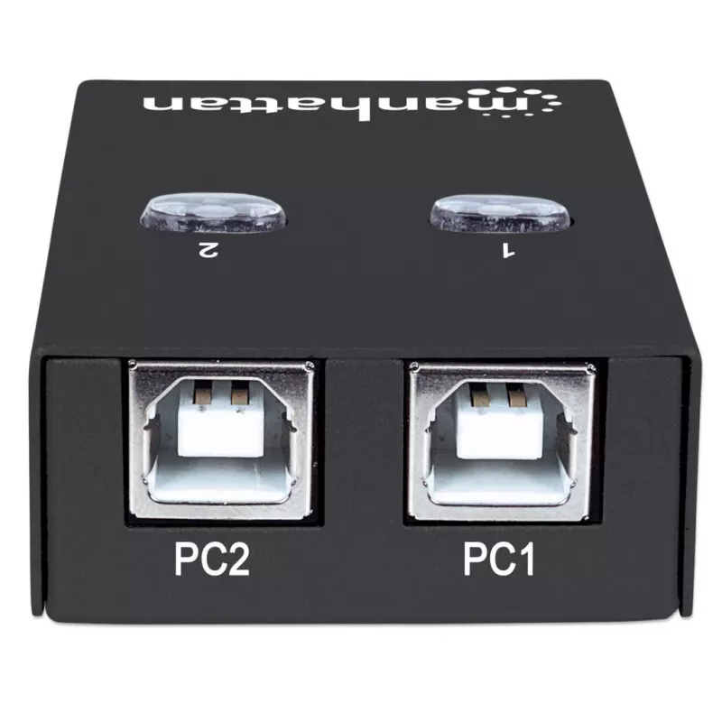 USB-Sharing-Switch MANHATTAN 162005, USB 2.0 Typ-B, 2 Anschlüsse, 480 Mbit/s, 1,5 m Kabel, weiß