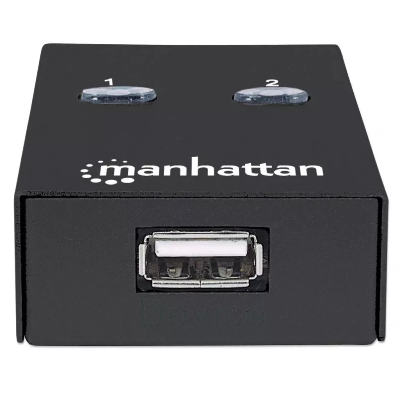 USB-Sharing-Switch MANHATTAN 162005, USB 2.0 Typ-B, 2 Anschlüsse, 480 Mbit/s, 1,5 m Kabel, weiß