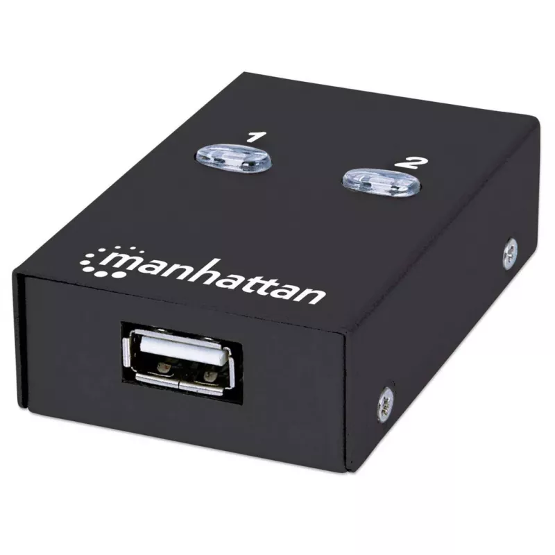 USB-Sharing-Switch MANHATTAN 162005, USB 2.0 Typ-B, 2 Anschlüsse, 480 Mbit/s, 1,5 m Kabel, weiß