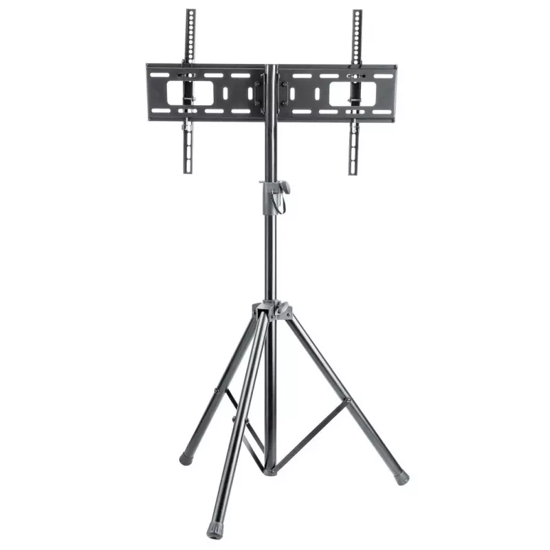 Manhattan Tripod Bodenständer für TV & Monitore, Standmontage, Für Bildschirme: 37 Zoll bis 65 Zoll, VESA-Kompatibilität: alles zwischen 200x200 bis 600x400mm - überprüfen Sie die Abmessungen der vier Befestigungslöcher auf der Rückseite des Bildschirms, um sicherzustellen, dass es passt, Max 35kg, Schwarz, LFD, Halterung