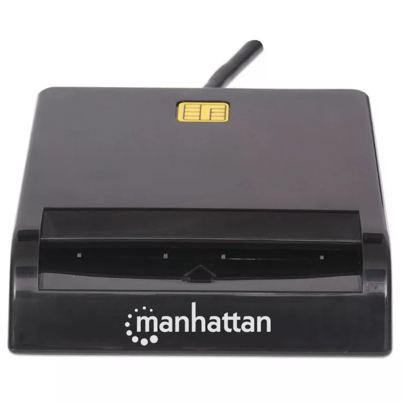 Kontakt-Chipkartenleser MANHATTAN 102049 — USB 2.0, Kabel 1,05 m, Schwarz, ABS-Gehäuse