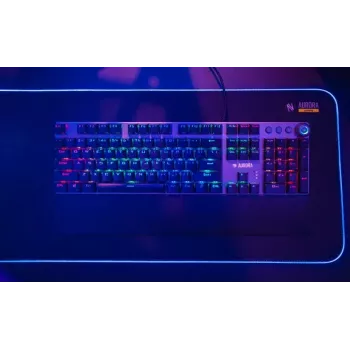 Kabelgebundene mechanische Gaming-Tastatur IBOX AURORA K-4 — QWERTY, 108 Tasten, einstellbare LED-Hintergrundbeleuchtung, wasserdicht, USB, 1,6 m Kabel
