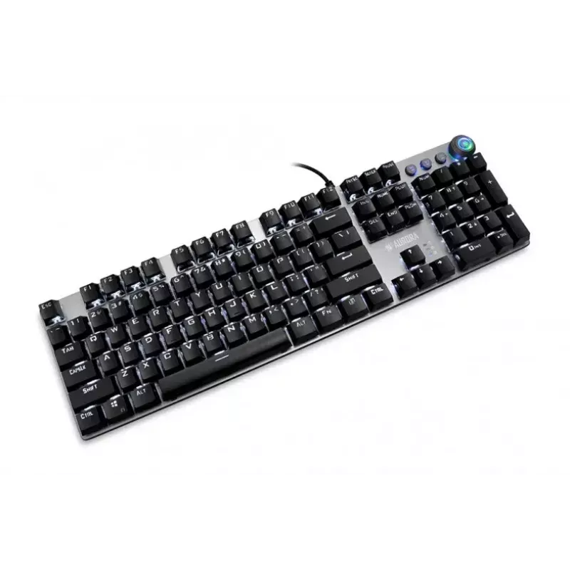 Kabelgebundene mechanische Gaming-Tastatur IBOX AURORA K-4 — QWERTY, 108 Tasten, einstellbare LED-Hintergrundbeleuchtung, wasserdicht, USB, 1,6 m Kabel