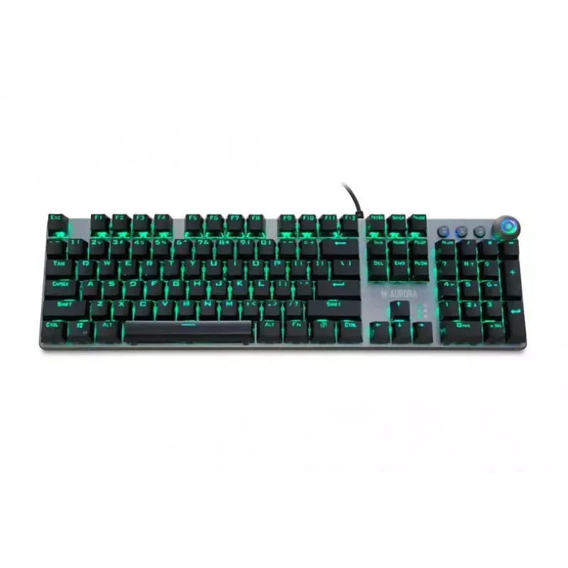 Kabelgebundene mechanische Gaming-Tastatur IBOX AURORA K-4 — QWERTY, 108 Tasten, einstellbare LED-Hintergrundbeleuchtung, wasserdicht, USB, 1,6 m Kabel