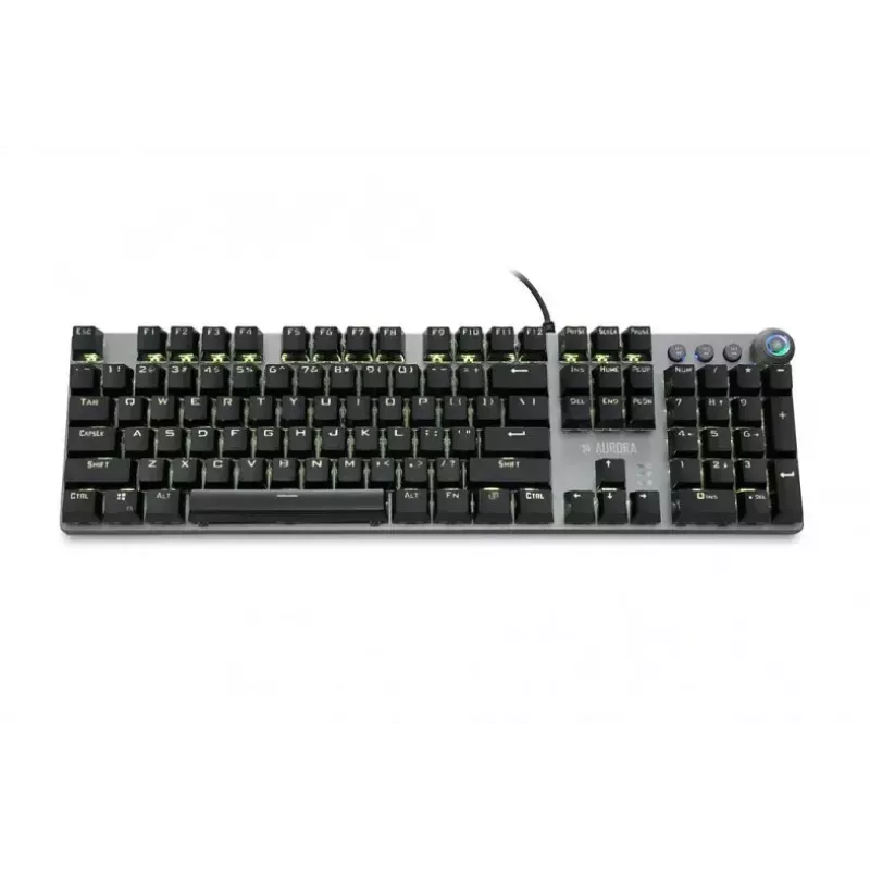 Kabelgebundene mechanische Gaming-Tastatur IBOX AURORA K-4 — QWERTY, 108 Tasten, einstellbare LED-Hintergrundbeleuchtung, wasserdicht, USB, 1,6 m Kabel