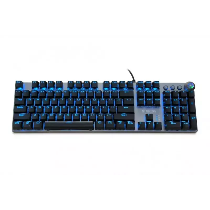 Kabelgebundene mechanische Gaming-Tastatur IBOX AURORA K-4 — QWERTY, 108 Tasten, einstellbare LED-Hintergrundbeleuchtung, wasserdicht, USB, 1,6 m Kabel
