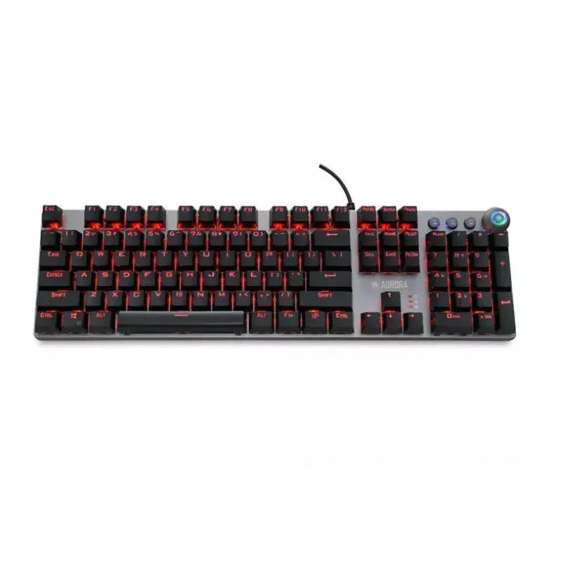 Kabelgebundene mechanische Gaming-Tastatur IBOX AURORA K-4 — QWERTY, 108 Tasten, einstellbare LED-Hintergrundbeleuchtung, wasserdicht, USB, 1,6 m Kabel