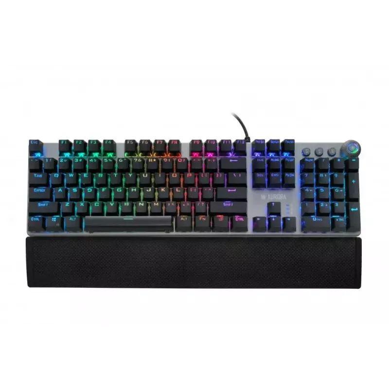 Kabelgebundene mechanische Gaming-Tastatur IBOX AURORA K-4 — QWERTY, 108 Tasten, einstellbare LED-Hintergrundbeleuchtung, wasserdicht, USB, 1,6 m Kabel
