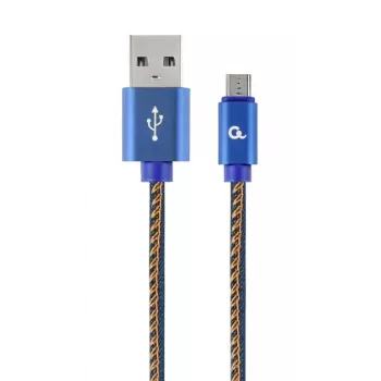 GEMBIRD Premium Jeans (Denim) Micro-USB-Kabel mit Metallsteckern, 2 m, Blau