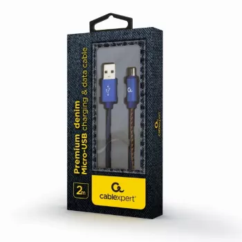 GEMBIRD Premium Jeans (Denim) Micro-USB-Kabel mit Metallsteckern, 2 m, Blau