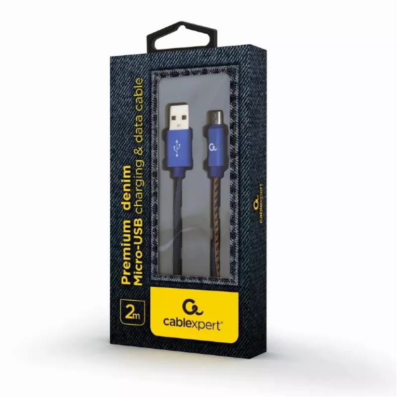 GEMBIRD Premium Jeans (Denim) Micro-USB-Kabel mit Metallsteckern, 2 m, Blau