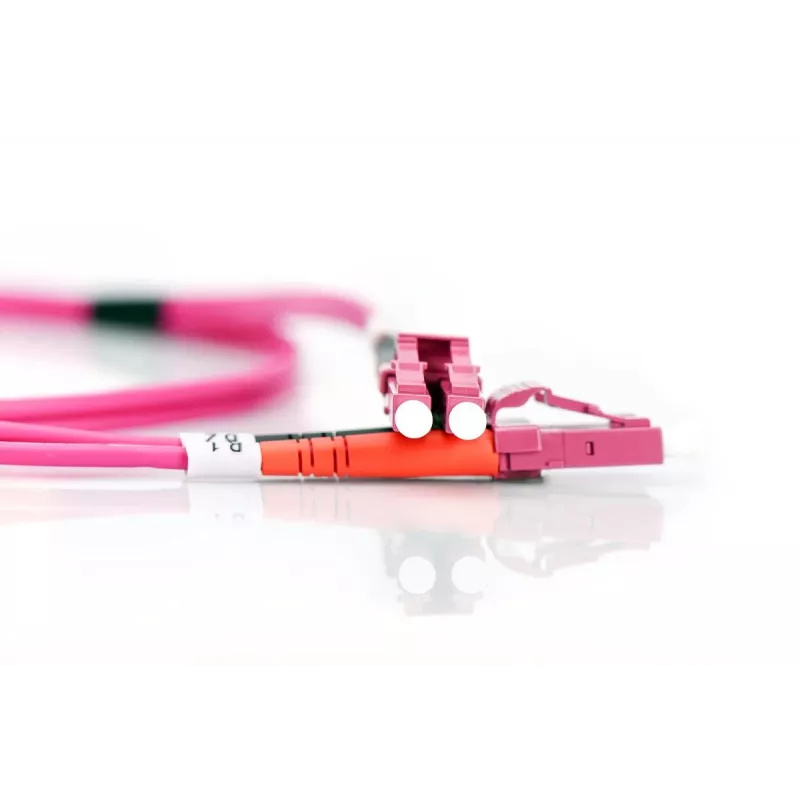DIGITUS Glasfaser-Patchkabel, LC auf LC Multimode OM4 - 3m; Duplex, Farbe RAL4003, Länge 3m