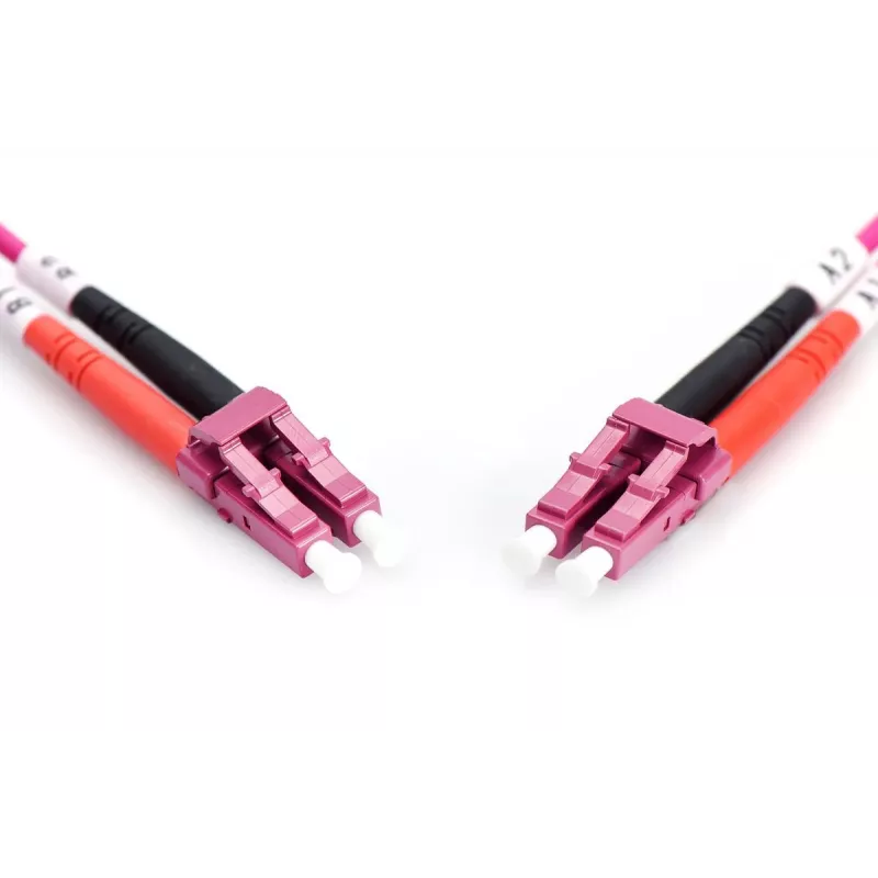 DIGITUS Glasfaser-Patchkabel, LC auf LC Multimode OM4 - 3m; Duplex, Farbe RAL4003, Länge 3m