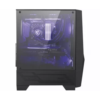 MSI MAG FORGE 100M Midi-Tower Gaming-Gehäuse 'Schwarz, 2x 120mm RGB PWM Lüfter, 1x 120mm Lüfter, 1-6 RGB Hub, gehärtete Glasscheibe, ATX, mATX, mini-ITX'