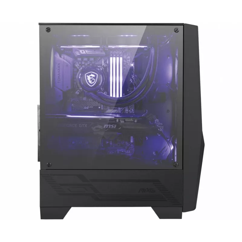 MSI MAG FORGE 100M Midi-Tower Gaming-Gehäuse 'Schwarz, 2x 120mm RGB PWM Lüfter, 1x 120mm Lüfter, 1-6 RGB Hub, gehärtete Glasscheibe, ATX, mATX, mini-ITX'