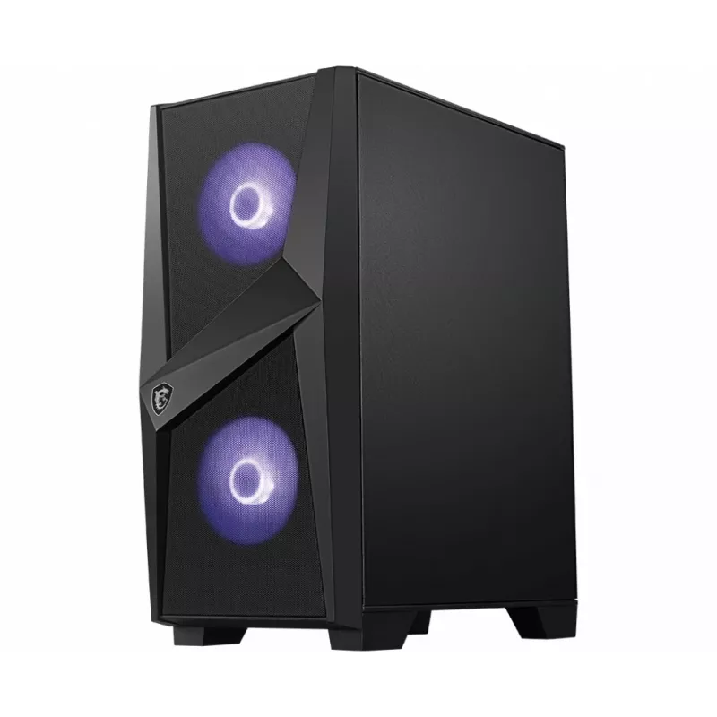 MSI MAG FORGE 100M Midi-Tower Gaming-Gehäuse 'Schwarz, 2x 120mm RGB PWM Lüfter, 1x 120mm Lüfter, 1-6 RGB Hub, gehärtete Glasscheibe, ATX, mATX, mini-ITX'
