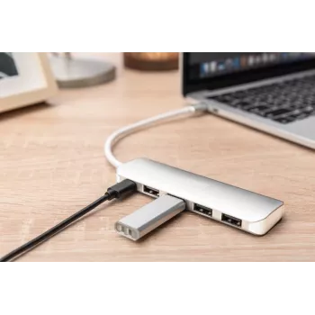 DIGITUS USB-C HUB 4-Port PD 4x USB 3.0, 1x PD Charging, Grau