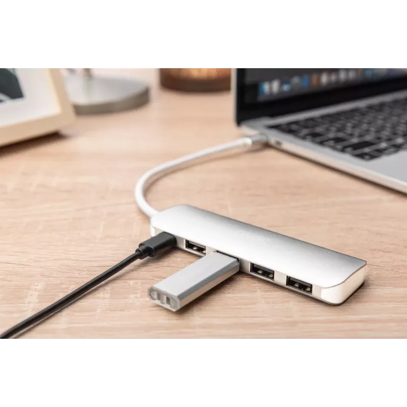DIGITUS USB-C HUB 4-Port PD 4x USB 3.0, 1x PD Charging, Grau