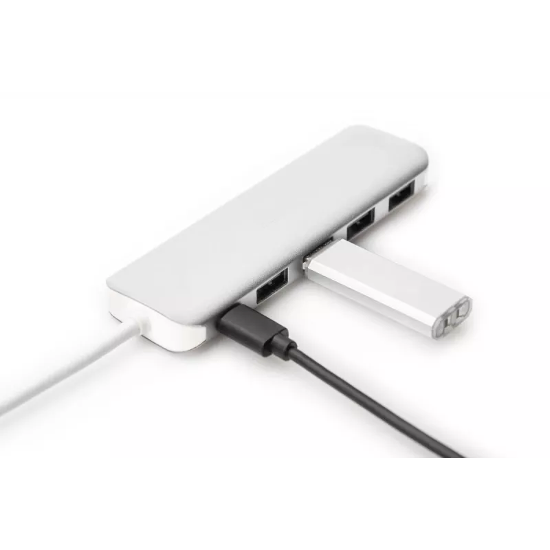 DIGITUS USB-C HUB 4-Port PD 4x USB 3.0, 1x PD Charging, Grau