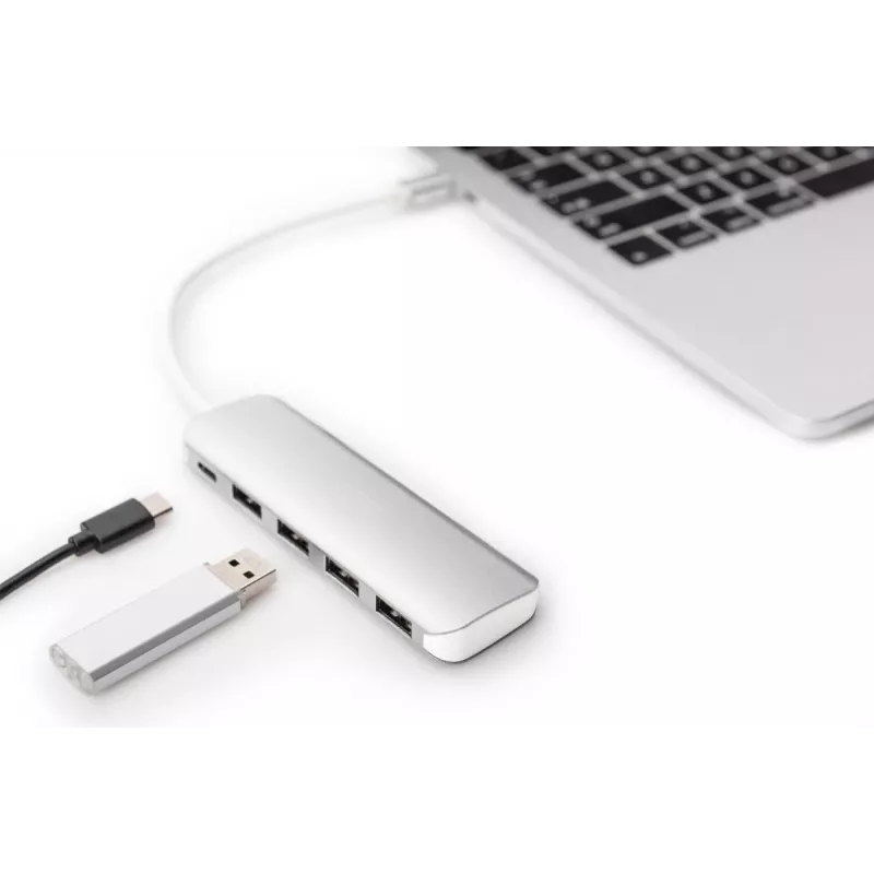 DIGITUS USB-C HUB 4-Port PD 4x USB 3.0, 1x PD Charging, Grau