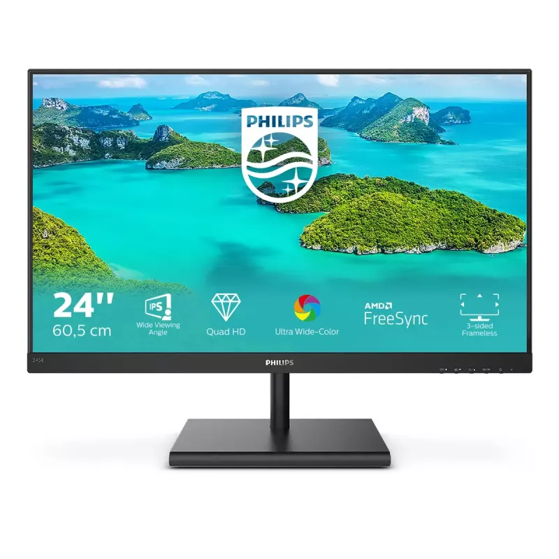 Philips E Line 245E1S/00 Computer-Monitor 60,5 cm (23,8 Zoll) 2560 x 1440 Pixel 2K Ultra HD LCD Schwarz