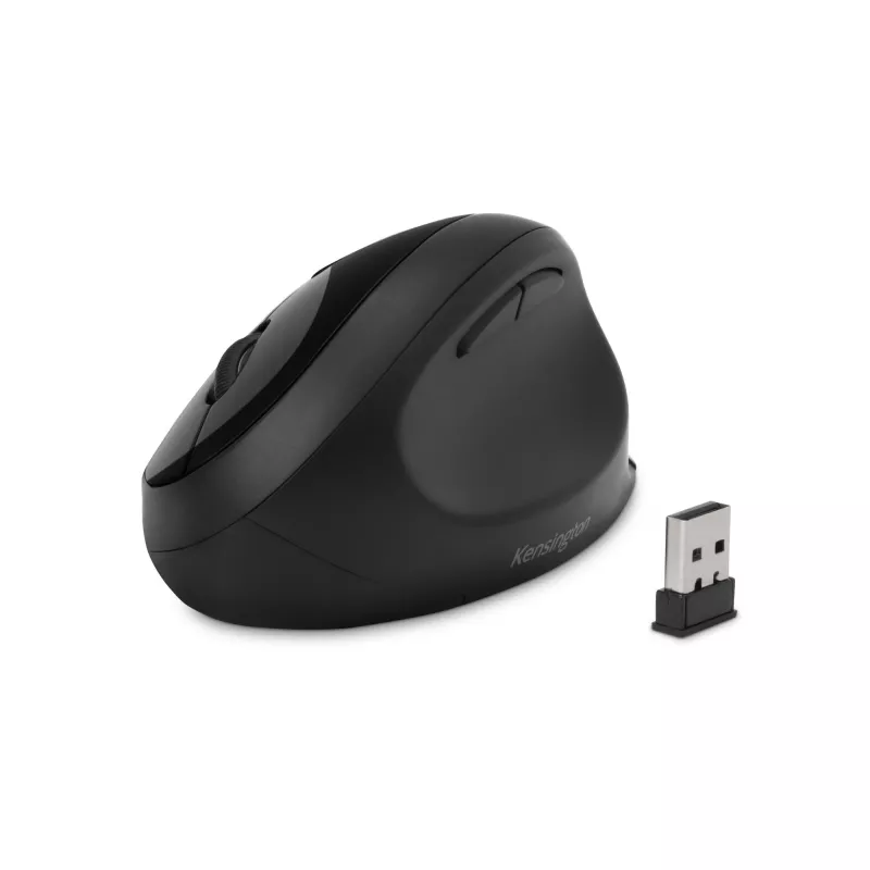 Kensington Pro Fit Ergo Wireless Mouse – Schwarz, rechtshändig, RF Wireless + Bluetooth, 1600 DPI, Schwarz