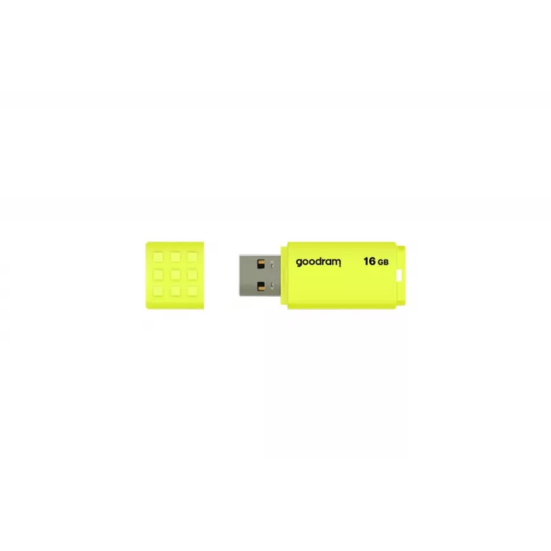 USB-Stick GOODRAM UME2 16 GB, USB 2.0 Typ-A, gelb, 51 × 21 mm