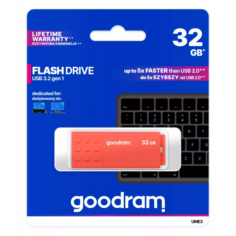 USB-Stick GOODRAM UME3 32GB USB Typ-A 3.2 Gen 1, orange, 59,6×20,6×9,2 mm