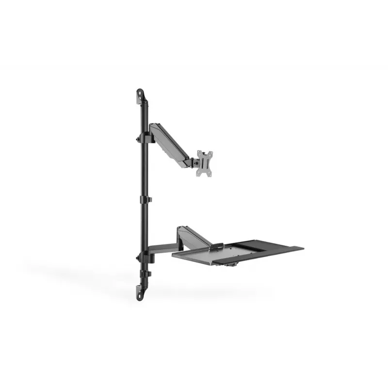 DIGITUS Sitz-Steh-Arbeitsplatz Wandhalterung einzeln, schwarz, max. Traglast: 1-8 kg, max. Bildschirmgröße: 17-32 Zoll