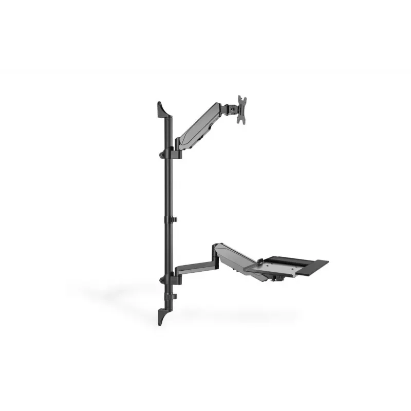 DIGITUS Sitz-Steh-Arbeitsplatz Wandhalterung einzeln, schwarz, max. Traglast: 1-8 kg, max. Bildschirmgröße: 17-32 Zoll