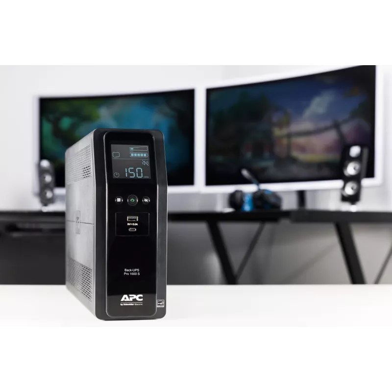 APC Back-UPS Pro, 1600VA/960W, Tower, 230V, 8x IEC C13 Steckdosen, Sinuswelle, AVR, USB Typ A + C Anschlüsse, LCD, benutzerwechselbarer Akku
