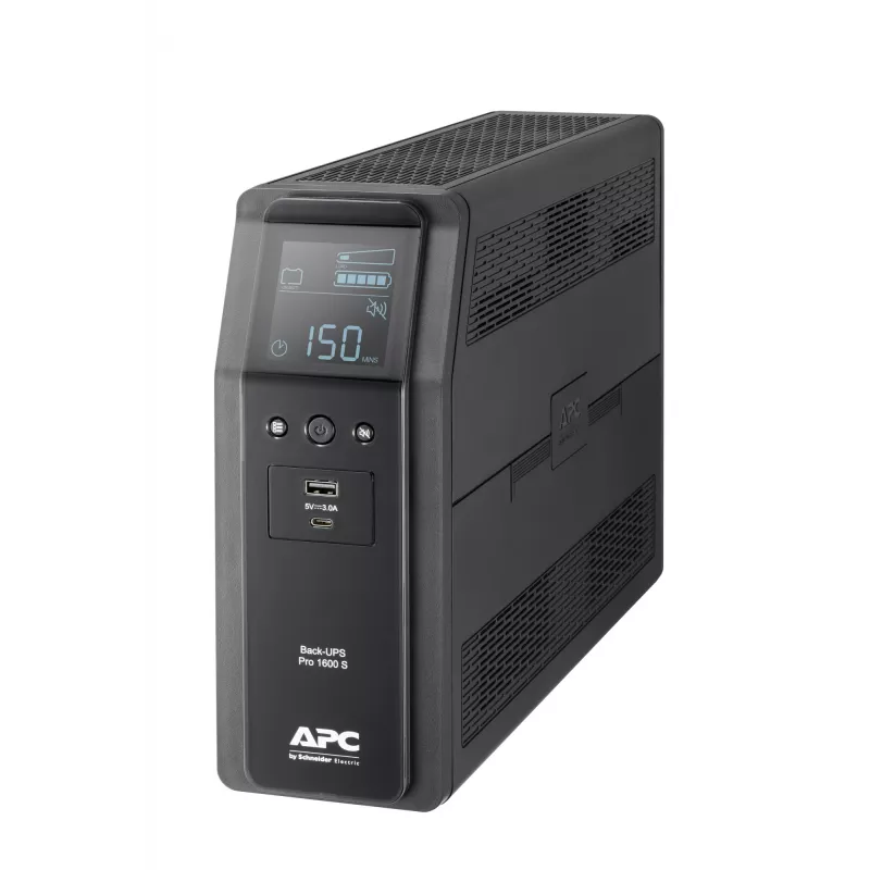 APC Back-UPS Pro, 1600VA/960W, Tower, 230V, 8x IEC C13 Steckdosen, Sinuswelle, AVR, USB Typ A + C Anschlüsse, LCD, benutzerwechselbarer Akku