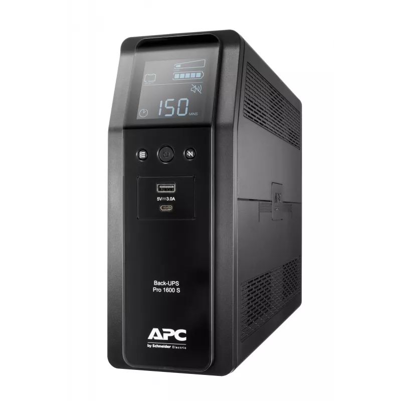 APC Back-UPS Pro, 1600VA/960W, Tower, 230V, 8x IEC C13 Steckdosen, Sinuswelle, AVR, USB Typ A + C Anschlüsse, LCD, benutzerwechselbarer Akku