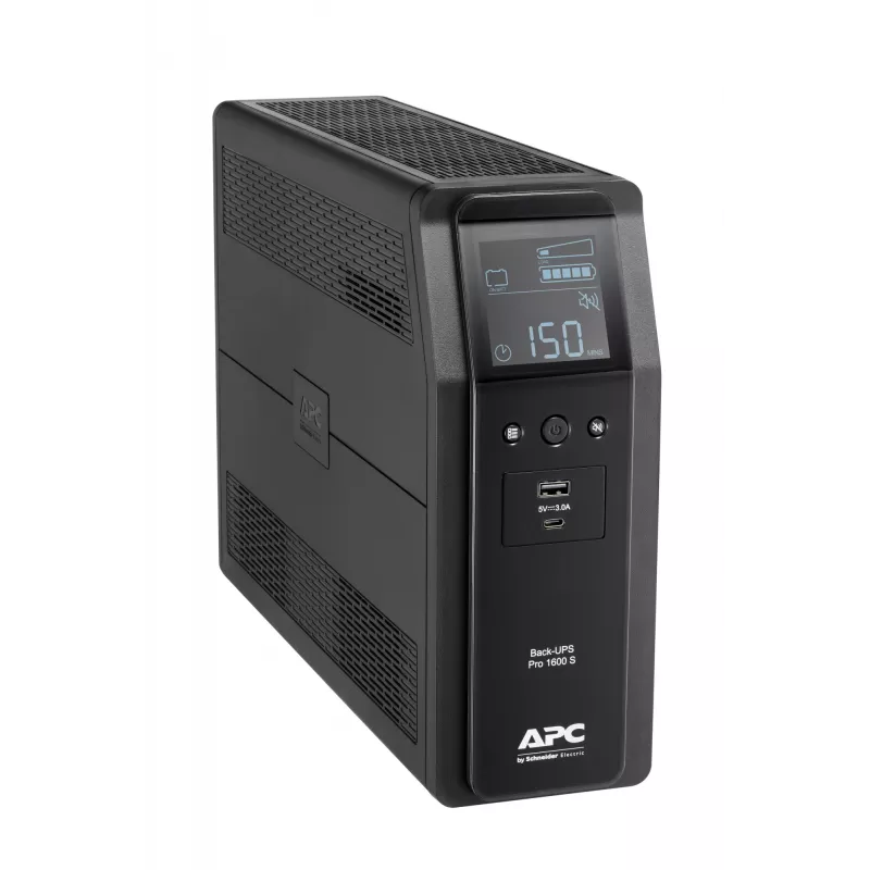 APC Back-UPS Pro, 1600VA/960W, Tower, 230V, 8x IEC C13 Steckdosen, Sinuswelle, AVR, USB Typ A + C Anschlüsse, LCD, benutzerwechselbarer Akku