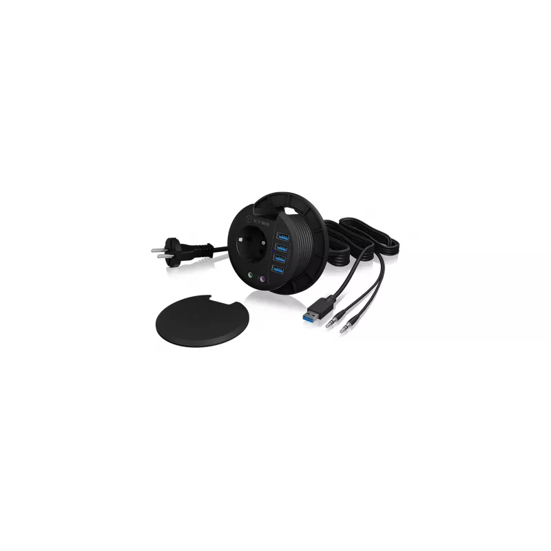 ICY BOX IB-HUB1430 Steckdose Schwarz