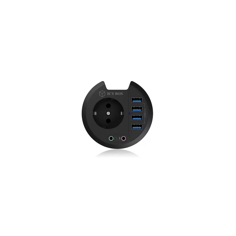 ICY BOX IB-HUB1430 Steckdose Schwarz