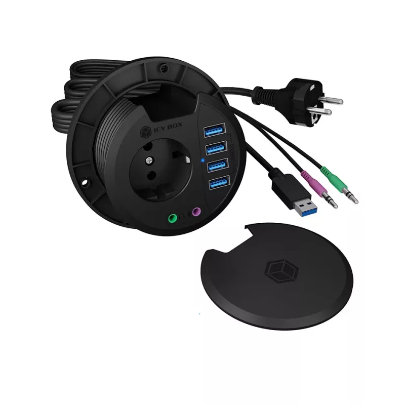 ICY BOX IB-HUB1430 Steckdose Schwarz