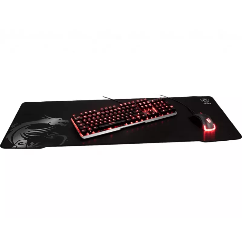 MSI AGILITY GD70 Pro Gaming-Mauspad '900 mm x 400 mm, Pro-Gamer-Seidenoberfläche, ikonisches Drachen-Design, rutschfeste und stoßdämpfende Gummibasis, verstärkte genähte Kanten'