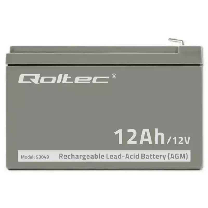 UPS-Batterie QOLTEC 53049, VRLA AGM 12 V 12 Ah, grau, 150×98×95 mm