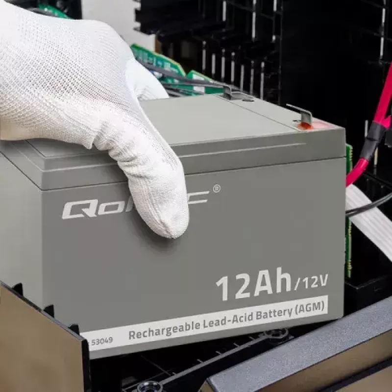 UPS-Batterie QOLTEC 53049, VRLA AGM 12 V 12 Ah, grau, 150×98×95 mm