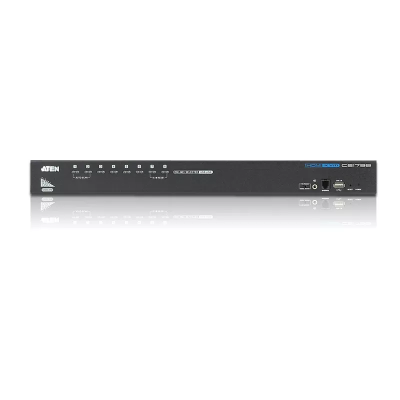 ATEN 8-Port USB - HDMI KVM Switch mit USB-Peripherieanschluss, 1920 x 1200 Pixel, WUXGA, 8,56 W, Schwarz