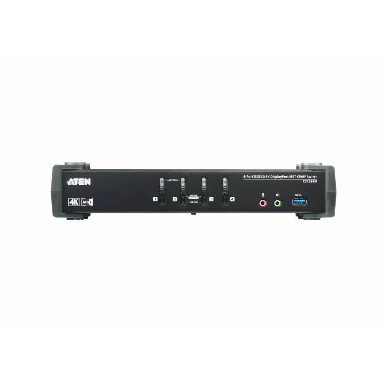 ATEN 4-Port USB 3.0 4K DisplayPort MST KVMP Switch, 4096 x 2160 Pixel, 4K Ultra HD, 4,89 W, Schwarz