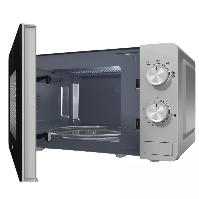 Solo-Mikrowelle Gorenje MO20E1S — 20 l, 800 W, Drehregler, 270 mm Drehteller, Edelstahl/Schwarz