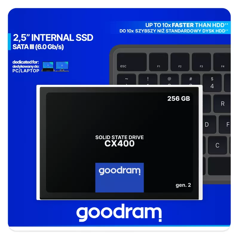 SSD 2,5 Zoll SATA III Goodram SSDPR-CX400-256-G2 256 GB, 550 MB/s Lesen, 480 MB/s Schreiben