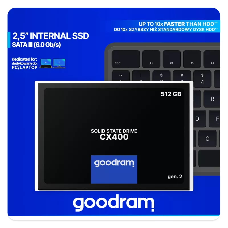 2,5 Zoll SATA III SSD GOODRAM SSDPR-CX400-512-G2 – 512 GB, 550/500 MB/s, 3D TLC