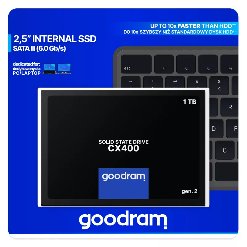 SSD 2,5 Zoll SATA III GOODRAM CX400 gen.2 — 1,02 TB (1024 GB), 550/500 MB/s, 3D TLC