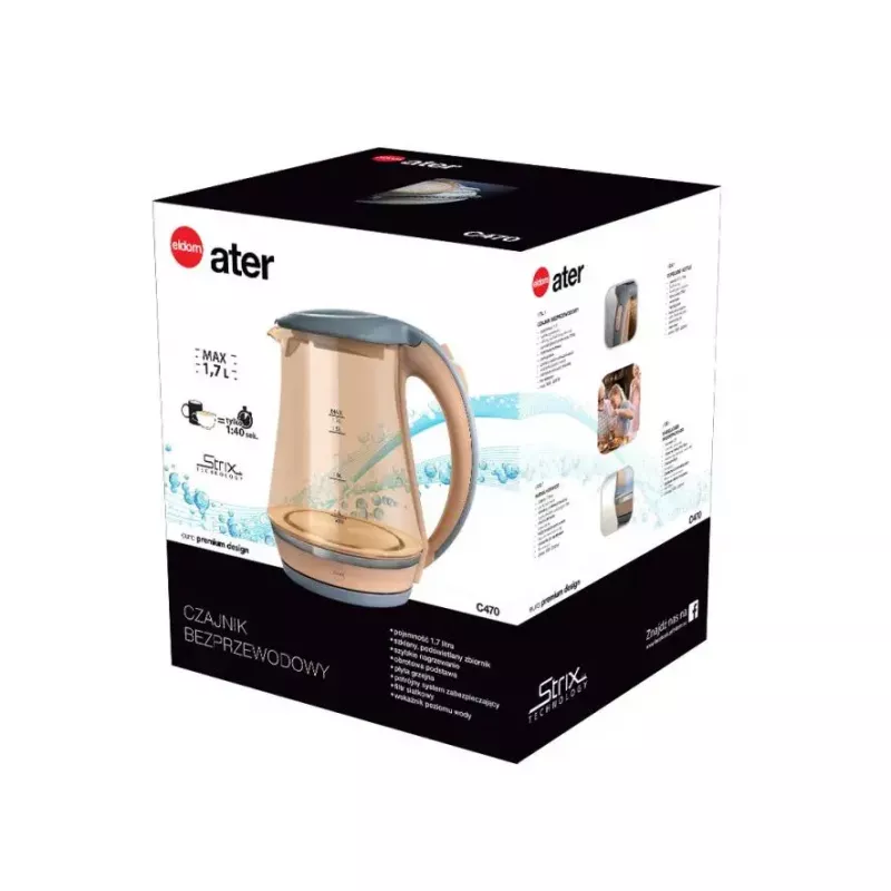 Elektrischer Wasserkocher ELDOM 1,7 l 2200 W Transparent